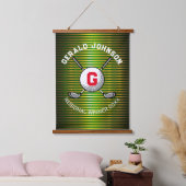 Minimalistisch Elegant Golf Monogram Ontwerp Hangend Wandkleed (Slaapkamer)