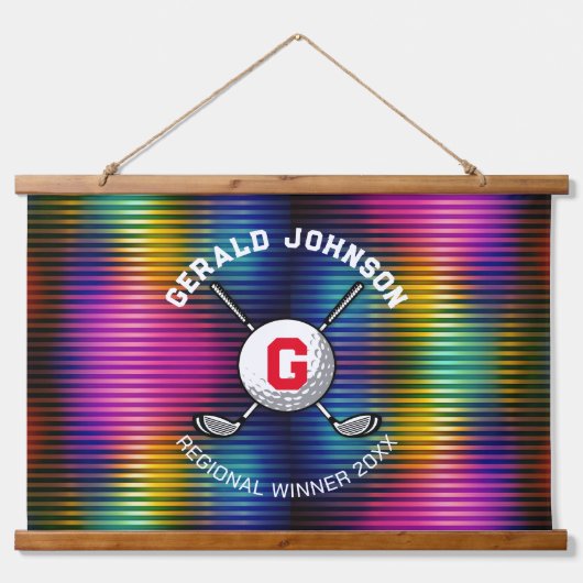 Minimalistisch Elegant Golf Monogram Ontwerp Hangend Wandkleed (Voorkant)