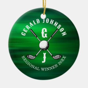 Minimalistisch Elegant Golf Monogram Ontwerp Keramisch Ornament
