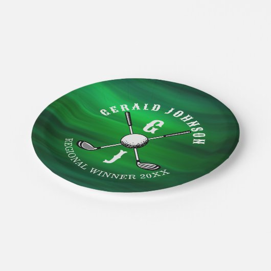 Minimalistisch Elegant Golf Monogram Ontwerp Papieren Bordje (Gekanteld)