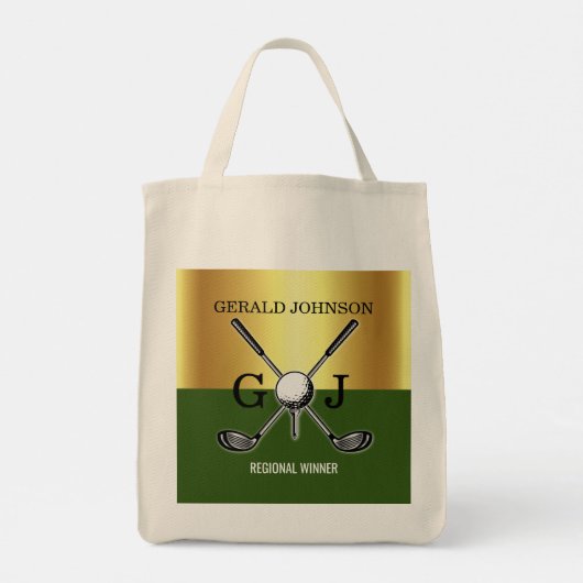 Minimalistisch Elegant Golf Monogram Tote Bag (Achterkant)