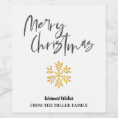 Minimalistisch Elegant Goud Sneeuwvlok Vrolijk Ker Wijn Etiket (Enkel label)