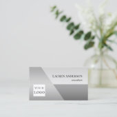 Minimalistisch Elegant Grey Logo Visitekaartje (Staand voorkant)