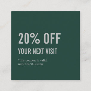 Minimalistisch Elegant Groen Kortingskaartje