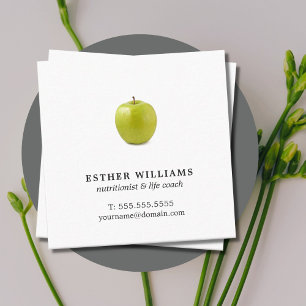 Minimalistisch Elegant Groene Appel Voedingsdeskun Vierkante Visitekaartje