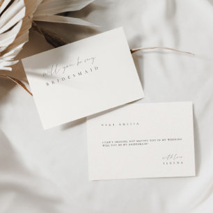 Minimalistisch Elegant Ivory Bridesmaid-voorstel K Kaart