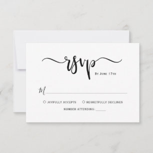 Minimalistisch Elegant Kalligrafie Script Bruiloft RSVP Kaartje