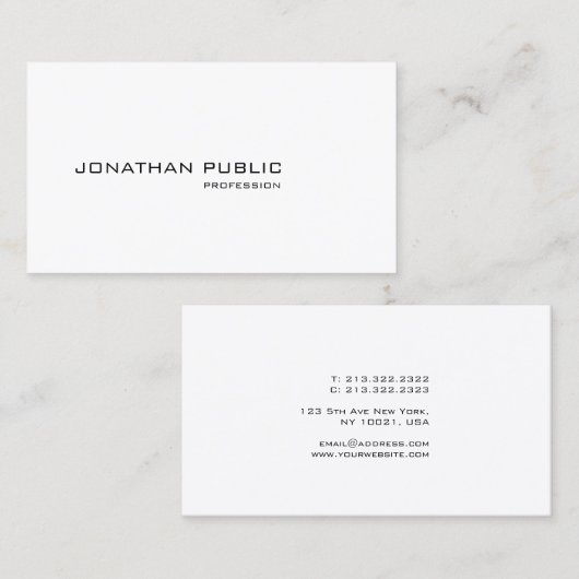 Minimalistisch Elegant Modern Smooth Trendy Plain Visitekaartje (Voorkant / Achterkant)