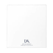 Minimalistisch Elegant Monogram Donkerblauw Stijlv Notitieblok (Voorkant)