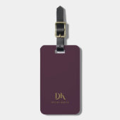 Minimalistisch Elegant Monogram Donkerrood Goud St Bagagelabel (Voorkant verticaal)