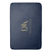 Minimalistisch Elegant Monogram Navy Blauw Goud St Badmat (Voorkant Verticaal)