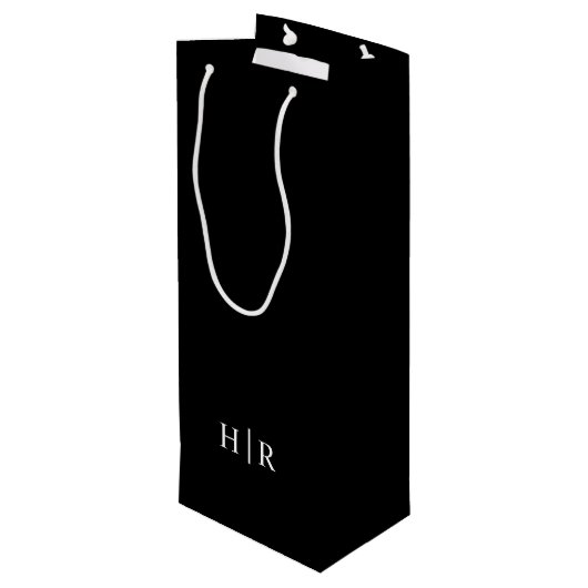 Minimalistisch Elegant Monogram Wijn Cadeautas (Achterkant Gekanteld)