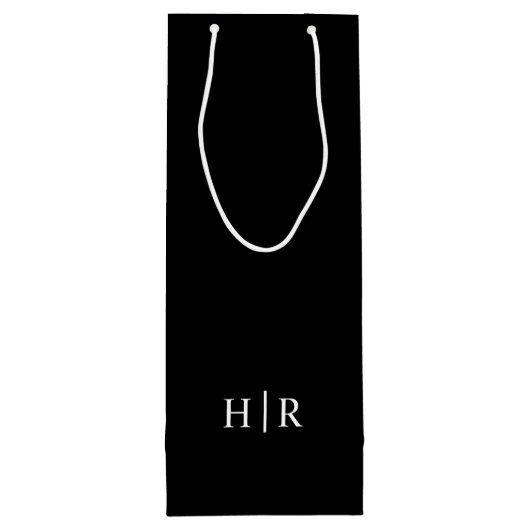 Minimalistisch Elegant Monogram Wijn Cadeautas (Achterkant)