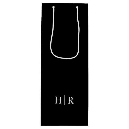 Minimalistisch Elegant Monogram Wijn Cadeautas (Voorkant)