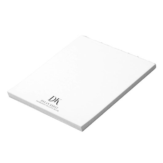 Minimalistisch Elegant Monogram Zwart Modern Stijl Notitieblok (Gedraaid)