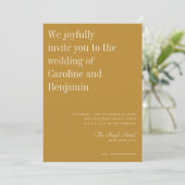 Minimalistisch Elegant Mustard Yellow Modern Weddi Kaart (Staand voorkant)