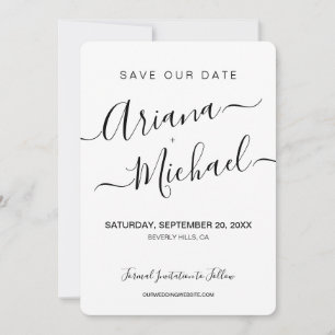 Minimalistisch Elegant Name Script Verloving foto Save The Date