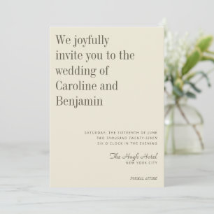 Minimalistisch elegant olive crème Modern Wedding Kaart