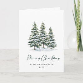 Minimalistisch Elegant Pine Tree Christmas Corpora Feestdagen Kaart