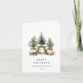 Minimalistisch Elegant Pine Tree Christmas Corpora Feestdagen Kaart