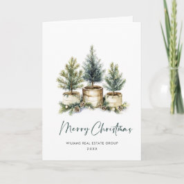 Minimalistisch Elegant Pine Tree Christmas Corpora Feestdagen Kaart