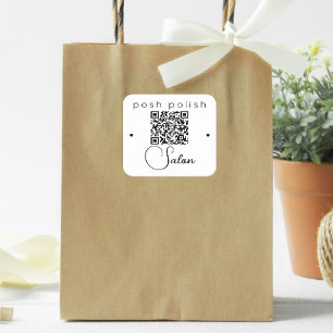 Minimalistisch Elegant Professioneel Salon Logo QR Vierkante Sticker