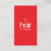 Minimalistisch Elegant Rood Wit Vetgedrukte Schaar Visitekaartje (Voorkant)
