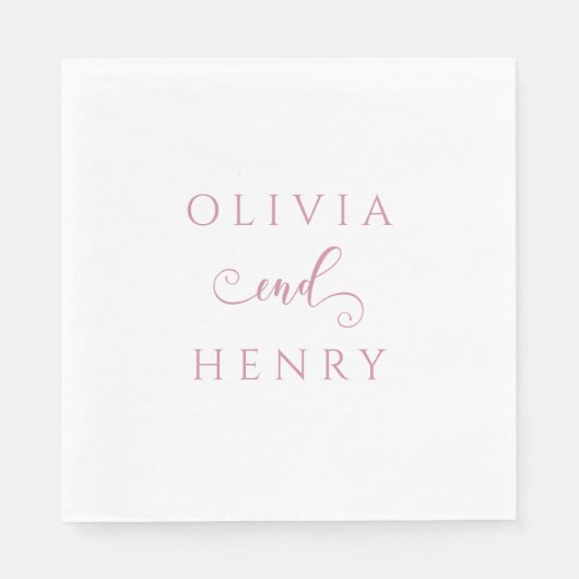 Minimalistisch Elegant Roze Trouwpapier Servet (Voorkant)