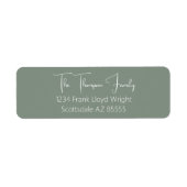 Minimalistisch elegant Sage Script Retouradres Etiket (Voorkant)