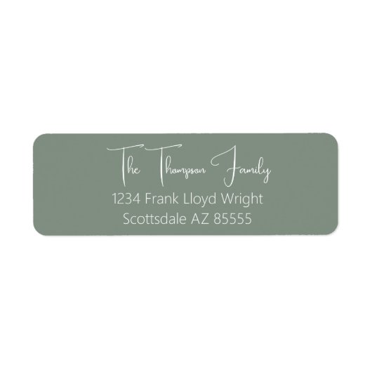 Minimalistisch elegant Sage Script Retouradres Etiket (Voorkant)