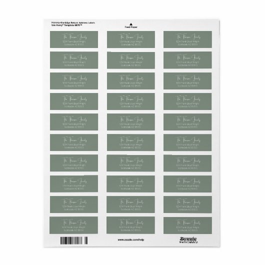 Minimalistisch elegant Sage Script Retouradres Etiket (Full Sheet)