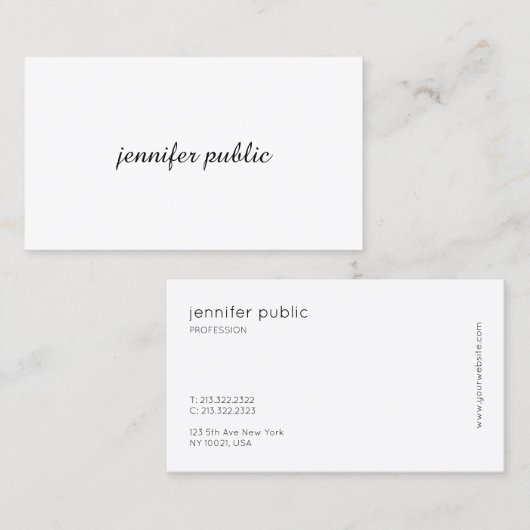 Minimalistisch Elegant Schoon Handgeschreven Scrip Visitekaartje (Voorkant / Achterkant)