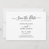Minimalistisch Elegant Script 3 Fotocollage Bruilo Save The Date (Achterkant)
