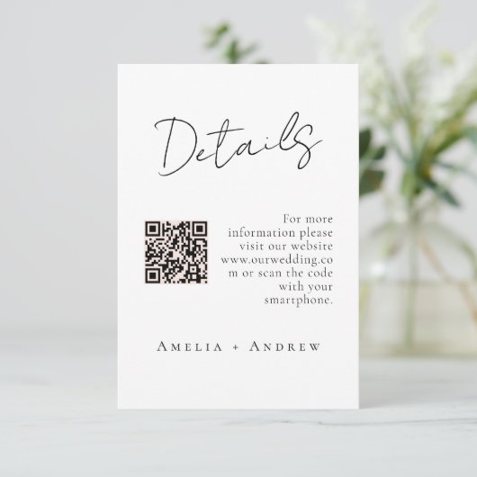Minimalistisch Elegant Script bruiloft Informatiekaartje (Staand voorkant)