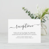 Minimalistisch Elegant Script bruiloft receptie Informatiekaartje (Staand voorkant)