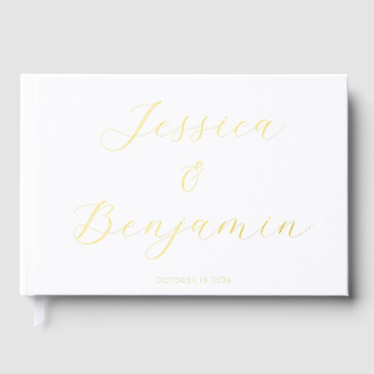 Minimalistisch Elegant Script Gouden Folie Custom  Gastenboek (Voorkant)