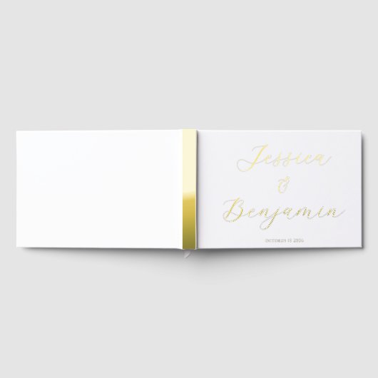 Minimalistisch Elegant Script Gouden Folie Custom Gastenboek (Volledig)