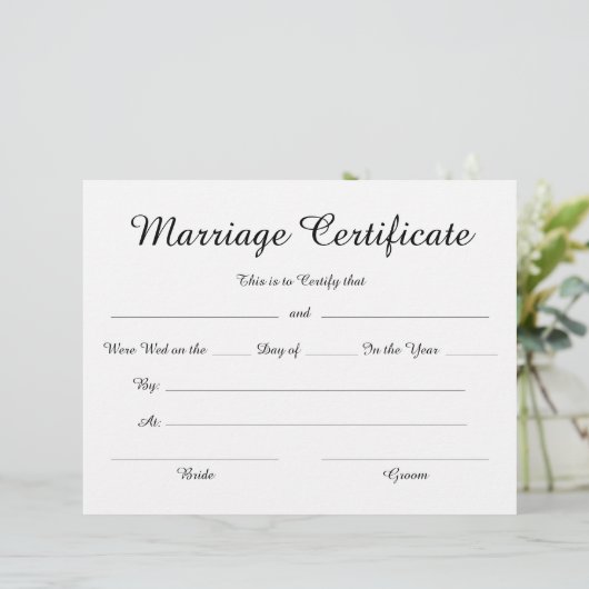 Minimalistisch Elegant Script Huwelijkscertificaat (Staand voorkant)