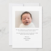 Minimalistisch Elegant Script Introductie Foto Geb Aankondiging (Achterkant)