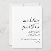 Minimalistisch Elegant Script Square Fotobruiloft Kaart (Achterkant)