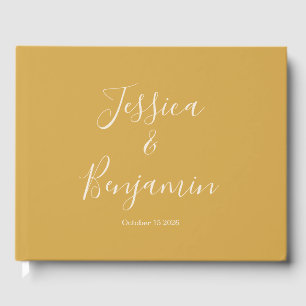 Minimalistisch Elegant Script Typography Yellow Gastenboek