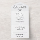 Minimalistisch Elegant Script zwart-wit bruiloft All In One Uitnodiging (Binnen)