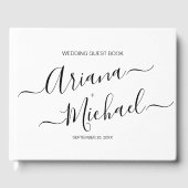 Minimalistisch Elegant script zwart-wit bruiloft Gastenboek (Voorkant)