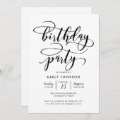 Minimalistisch elegant-script: zwarte feestdag kaart (Voorkant / Achterkant)