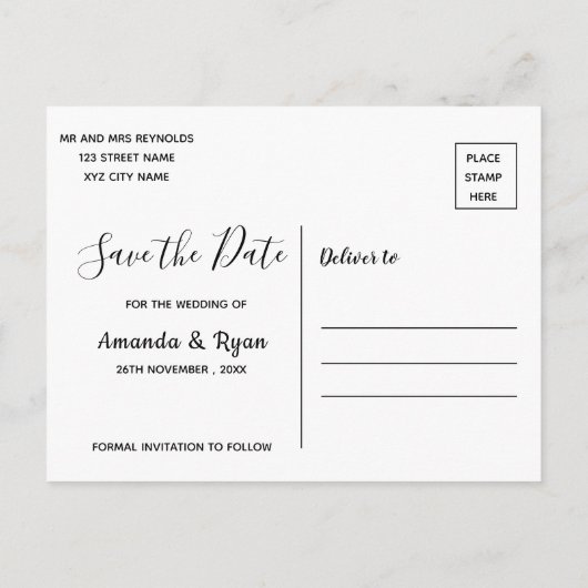 minimalistisch | Elegant Simple Wedding Save the D Aankondigingskaart (Achterkant)