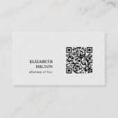 Minimalistisch Elegant Texture White QR code Attor Visitekaartje (Voorkant)