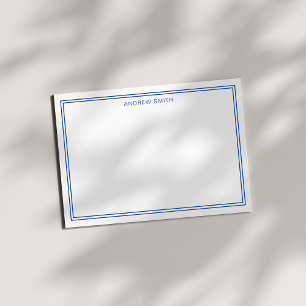Minimalistisch Elegant Two Border Navy Blue Notitiekaartje