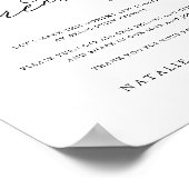 Minimalistisch Elegant Unplugged Wedding Ceremony Poster (Hoek)