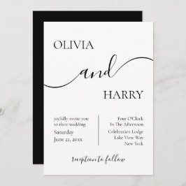 Minimalistisch Elegant Weddenschap Black White Kaart