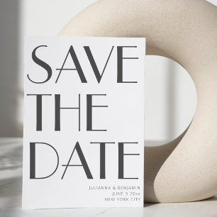 Minimalistisch Elegant White Grey Art Deco Wedding Save The Date